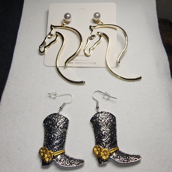 Horse & Cowboy Boots Earrings Set (2 Pairs) SKU: HC1 - Picture 1 of 7